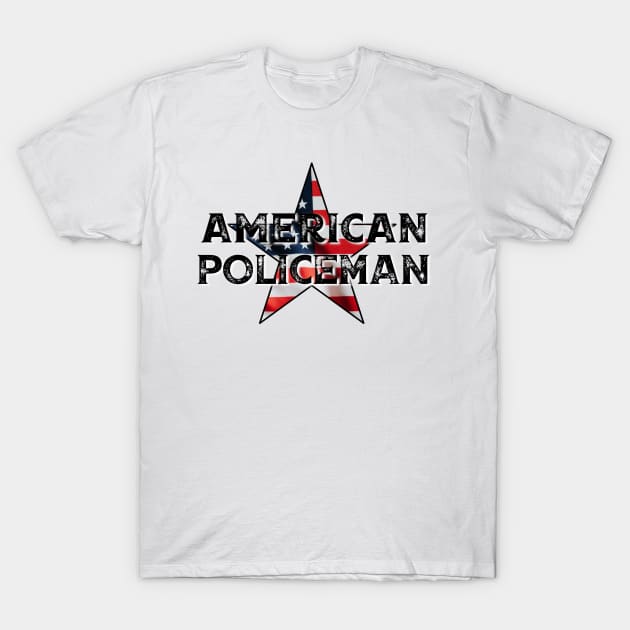 American Policeman - Blue Collar Worker T-Shirt by BlackGrain